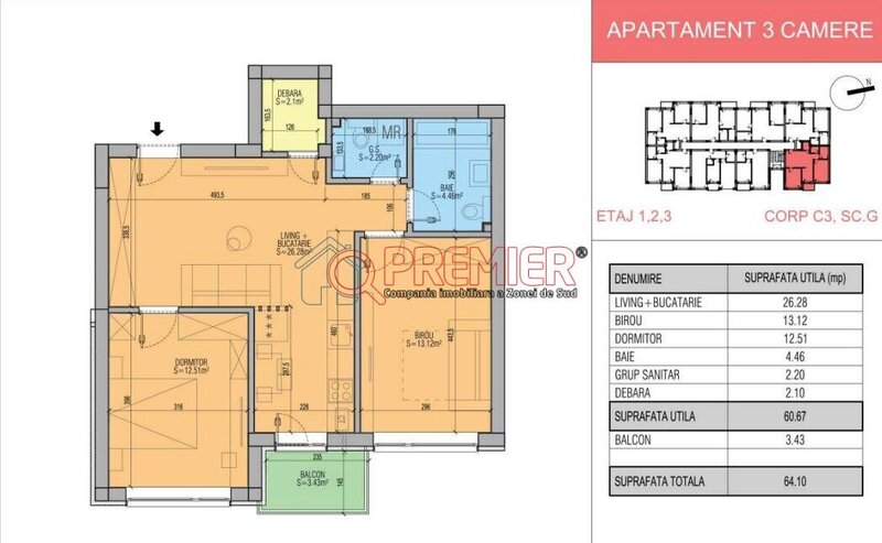 Popesti Leordeni - Primarie - 3 camere premium