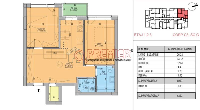 Popesti Leordeni, primarie 3 camere premium
